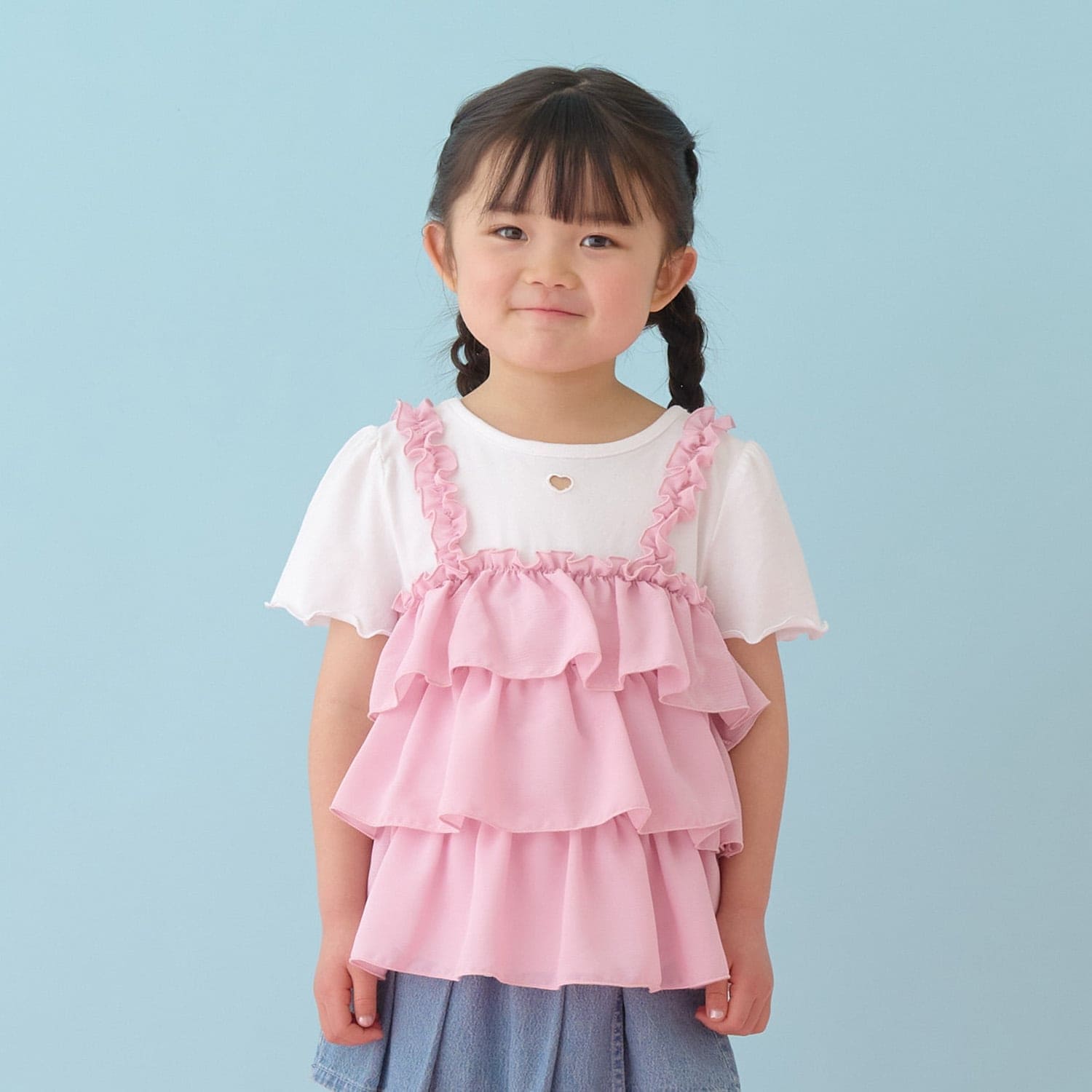 【どちらが前でもOK】【UVカット・接触冷感】ティアードキャミドッキングTシャツ