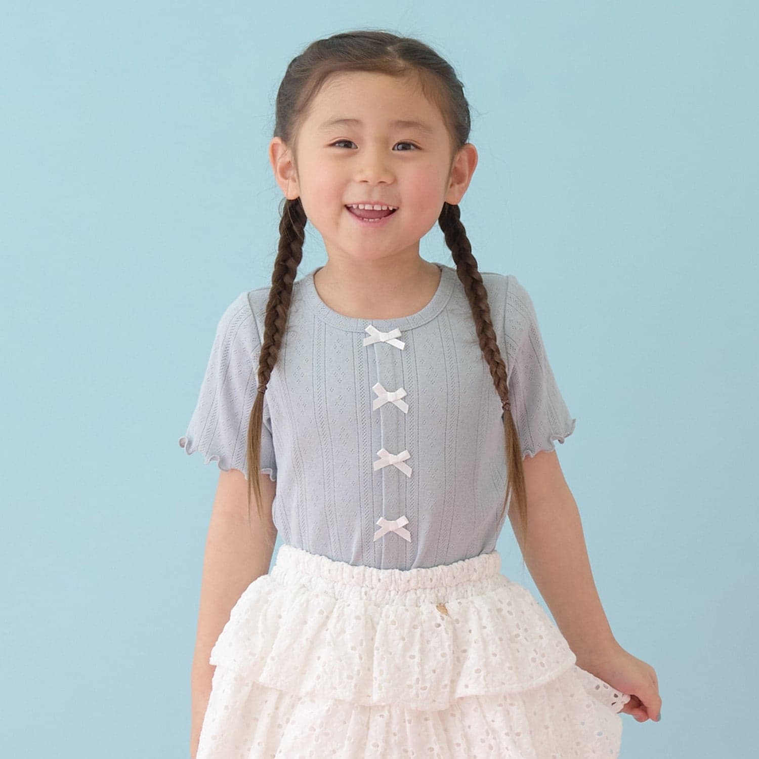 カーディガン風リボントップス