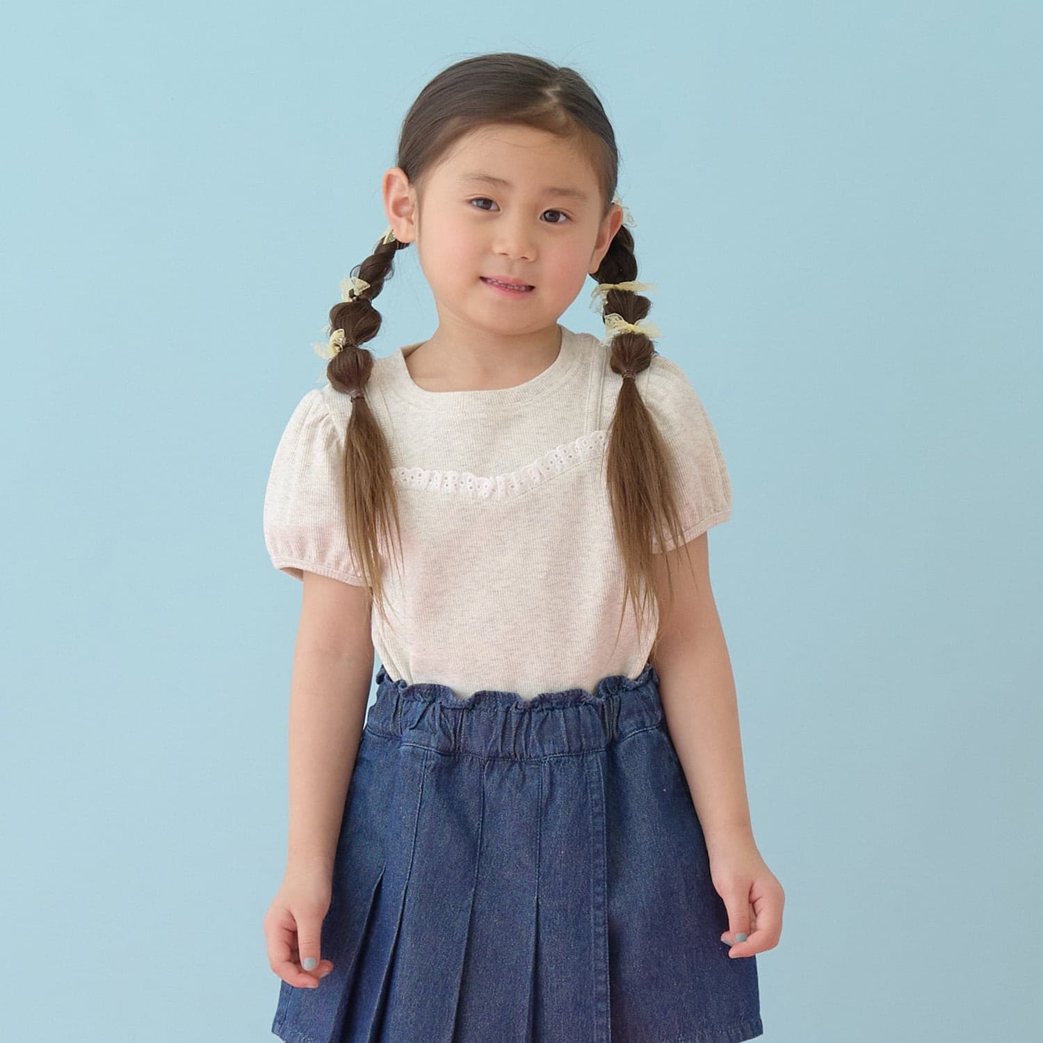 キャミフェイクレイヤードTレースシャツ