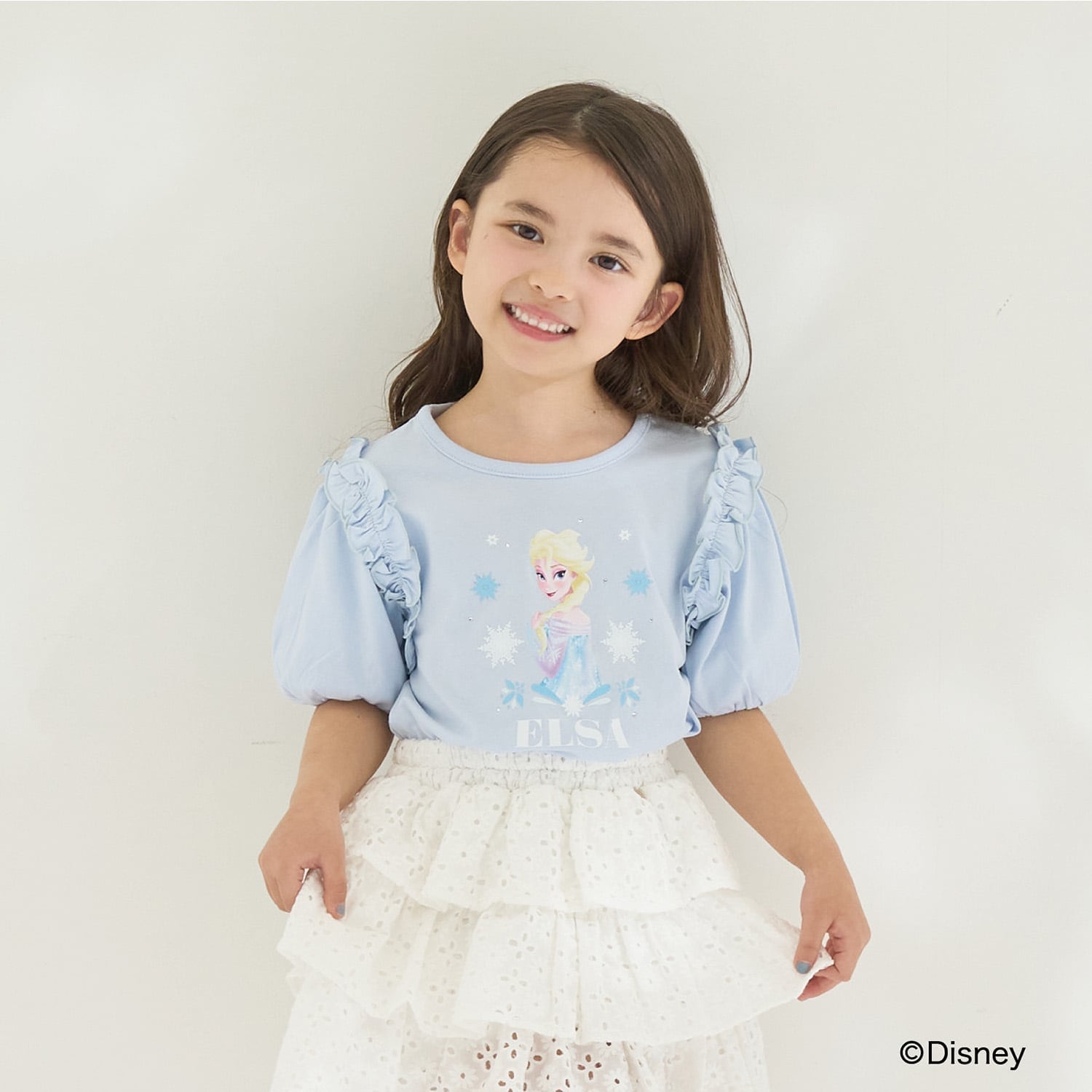 【アナと雪の女王】【綿100％】【シャーベット天竺】【UV・接触冷感・型崩れしない】パフＴシャツ