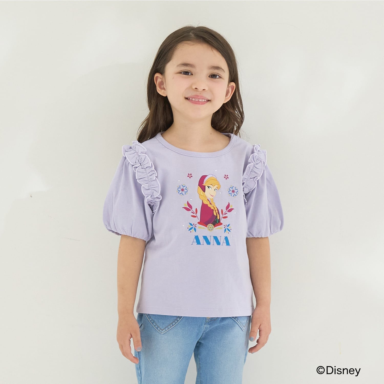 【アナと雪の女王】【綿100％】【シャーベット天竺】【UV・接触冷感・型崩れしない】パフＴシャツ