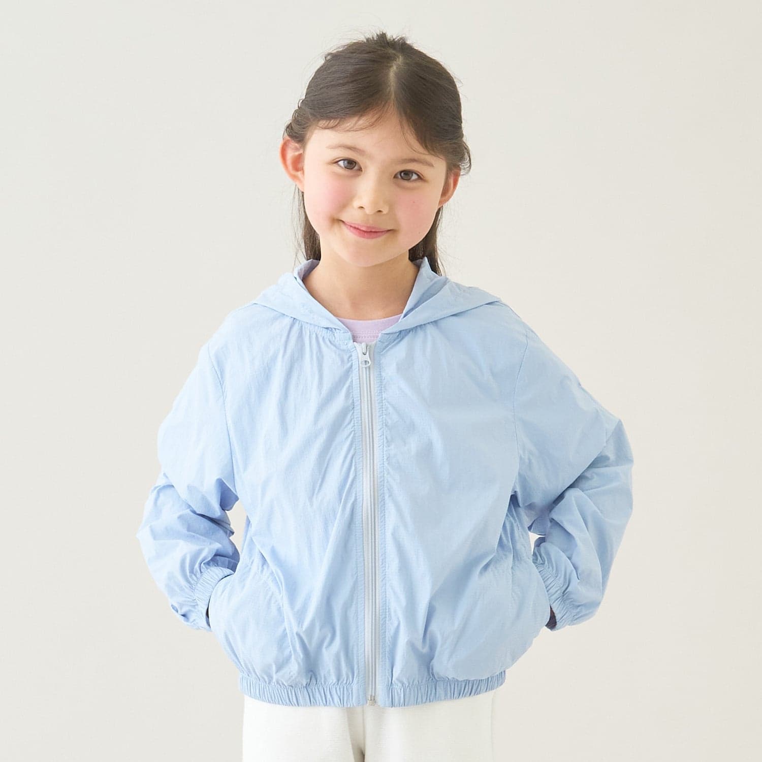 【スクール】【UVカット】【接触冷感】フード付きフルジップパーカ