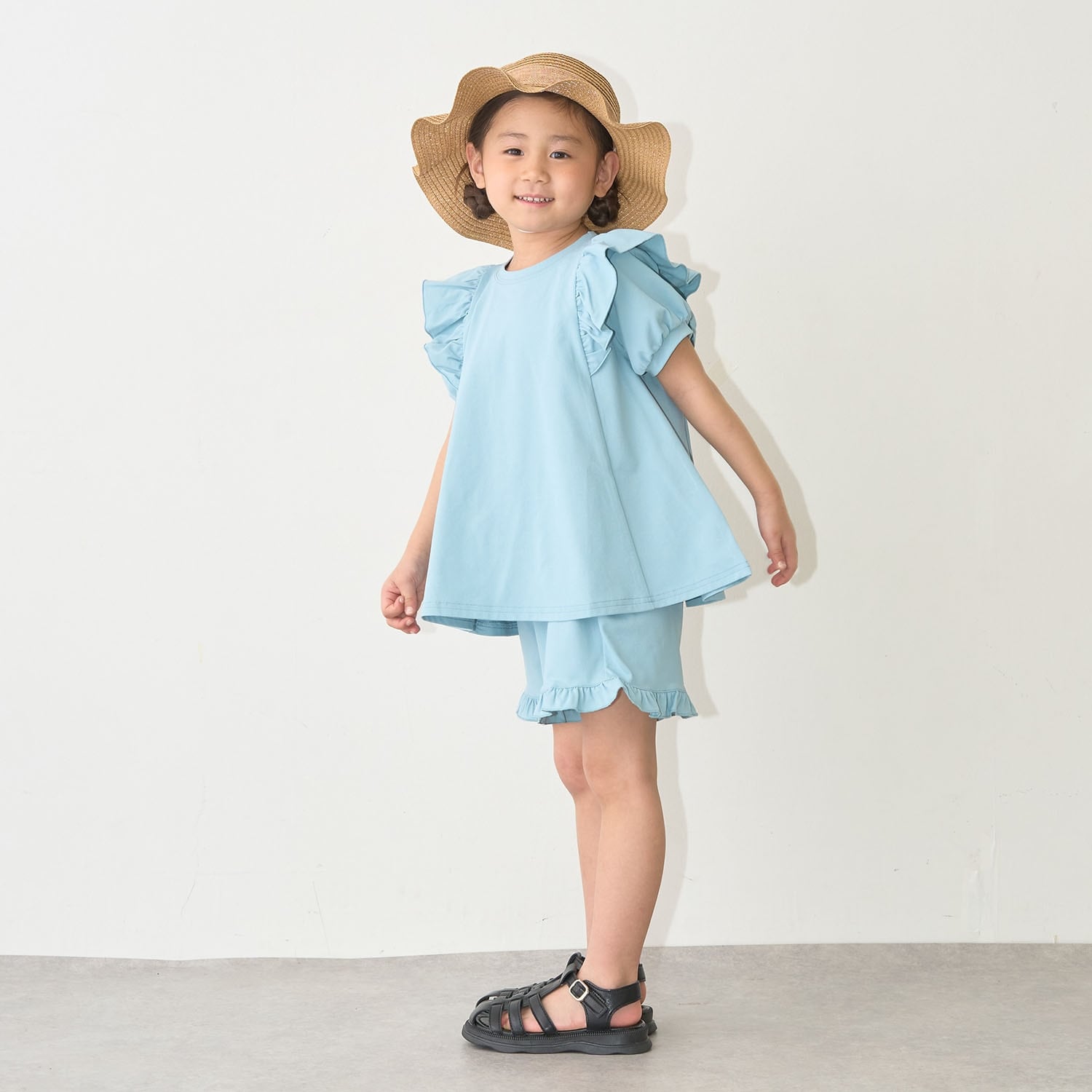 【水陸両用】【街でも海でも】【セットアップ】チュニックＴシャツ・ショートパンツセット【子供服】【キッズ】【女の子】