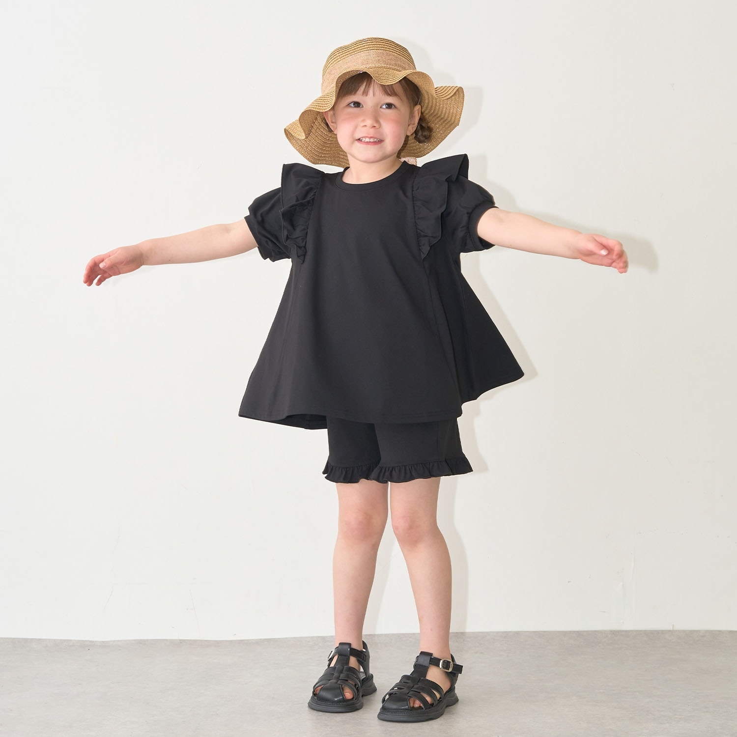 【水陸両用】【街でも海でも】【セットアップ】チュニックＴシャツ・ショートパンツセット【子供服】【キッズ】【女の子】