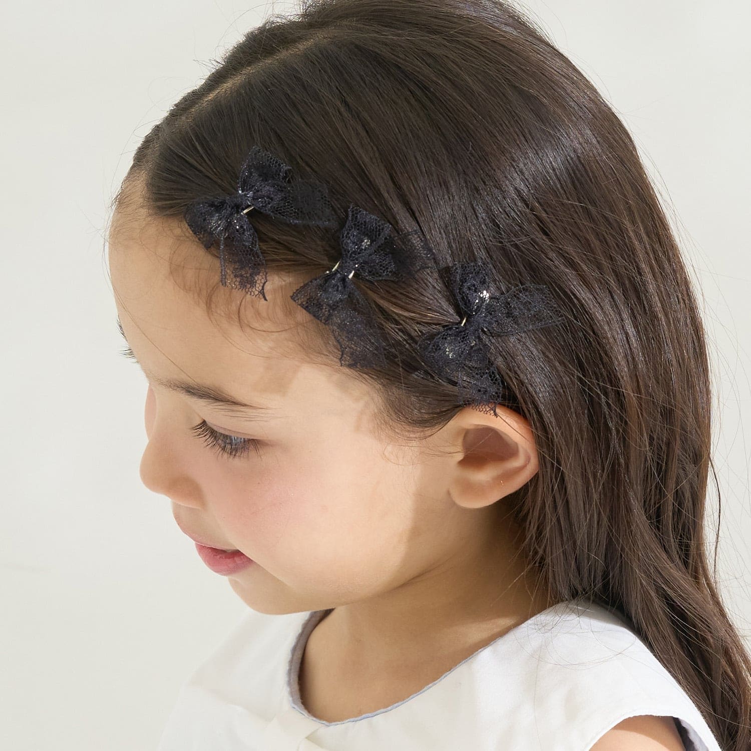 レースリボンミニヘアクリップ(6コセット)