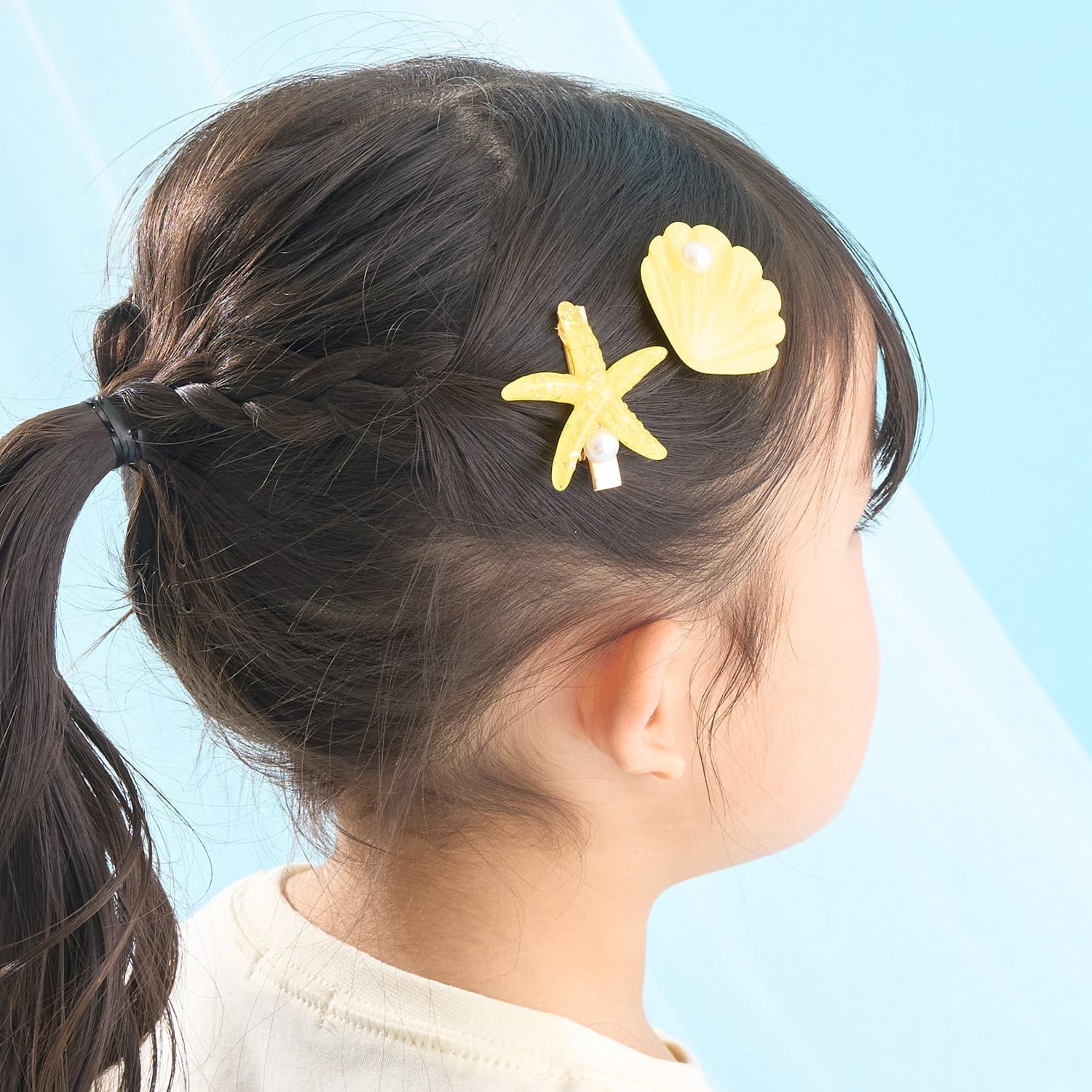 イミテーションパール付きシェルヘアクリップ(2コセット)