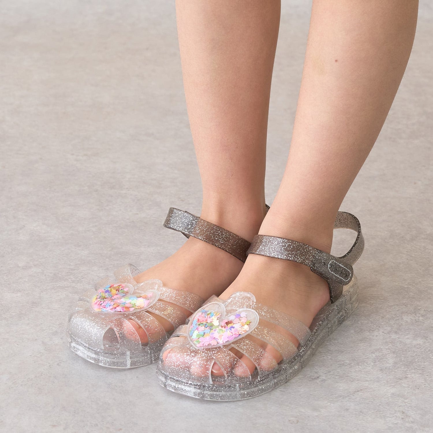 クリアラメキラキラハートサンダル