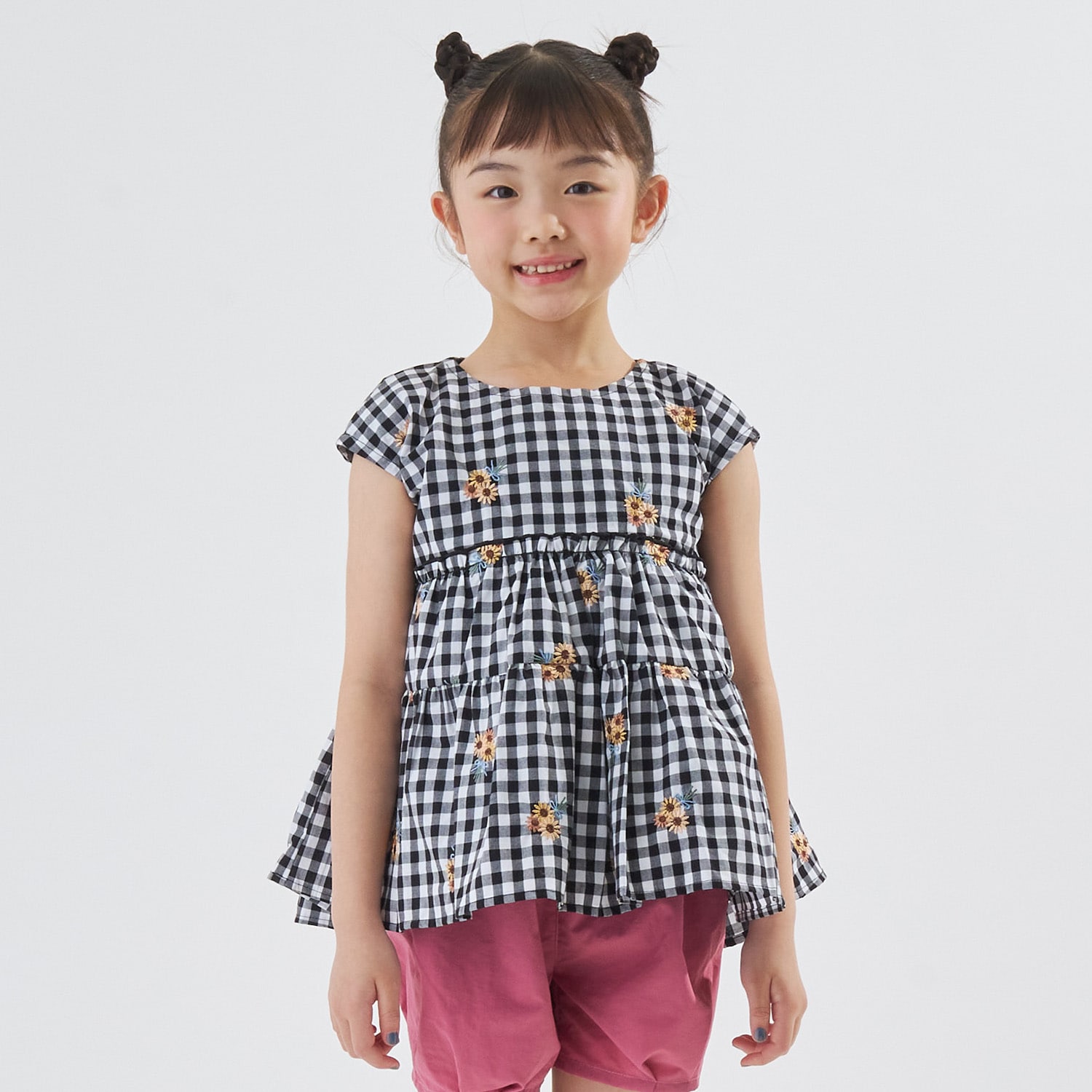 【予約/6月下旬～7月上旬入荷予定】【綿100%】ひまわり総刺しゅうチュニック