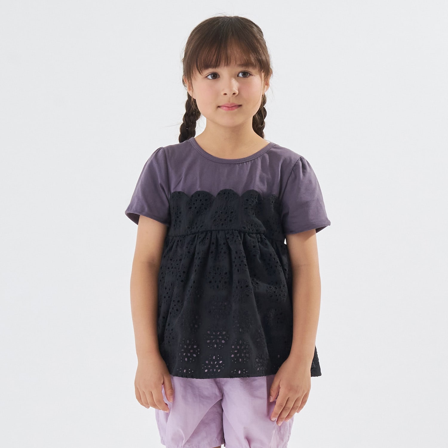 【予約/6月下旬~7月上旬入荷予定】【綿100%】【前後どちらが前でもOK】【シャーベットT】ドッキングトップス