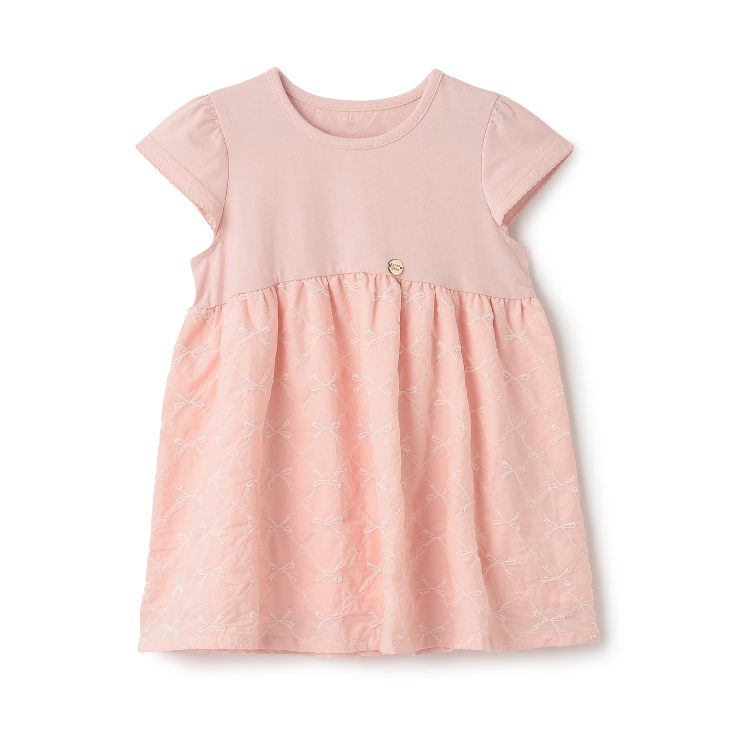【予約/6月下旬~7月上旬入荷予定】リボン刺しゅうドッキングトップス