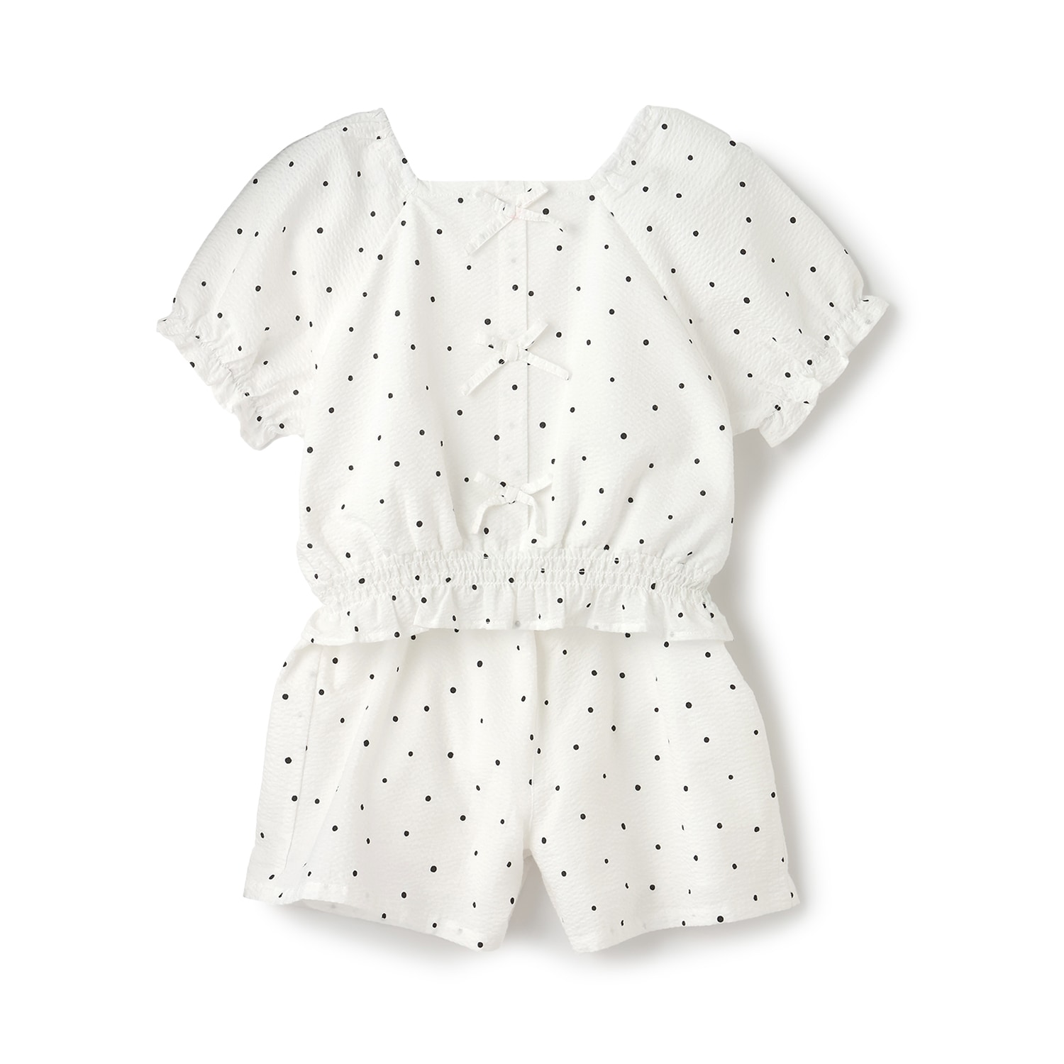 【予約/6月下旬~7月上旬入荷予定】【セットアップ】裾シャーリングトップス・ショートパンツセット