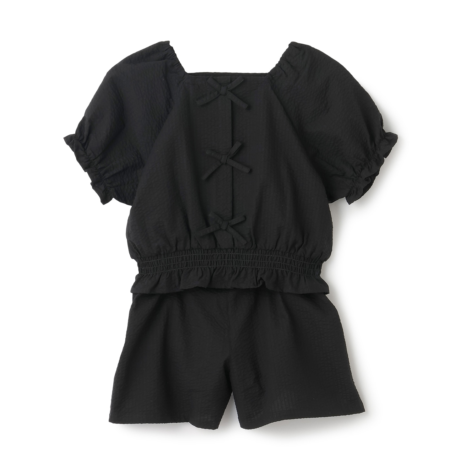 【予約/6月下旬~7月上旬入荷予定】【セットアップ】裾シャーリングトップス・ショートパンツセット