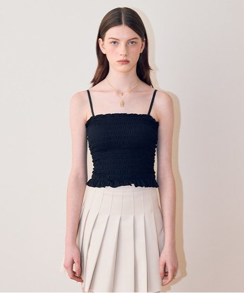 シャーリングブラトップ【韓国ファッション】