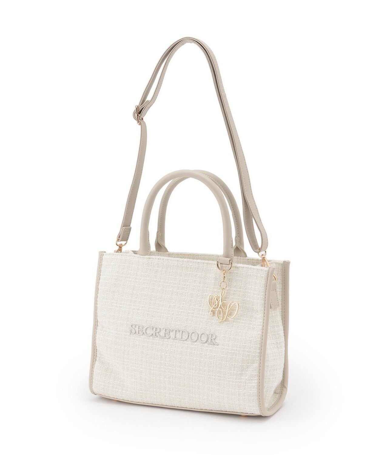 チャームつきツイードトートBAG