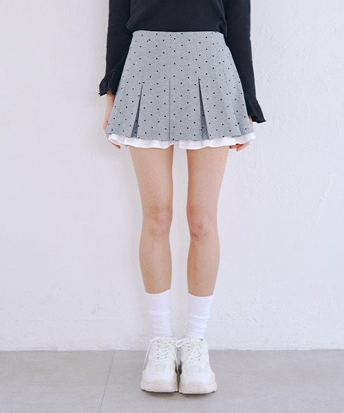 レイヤードカットプリーツミニスカート