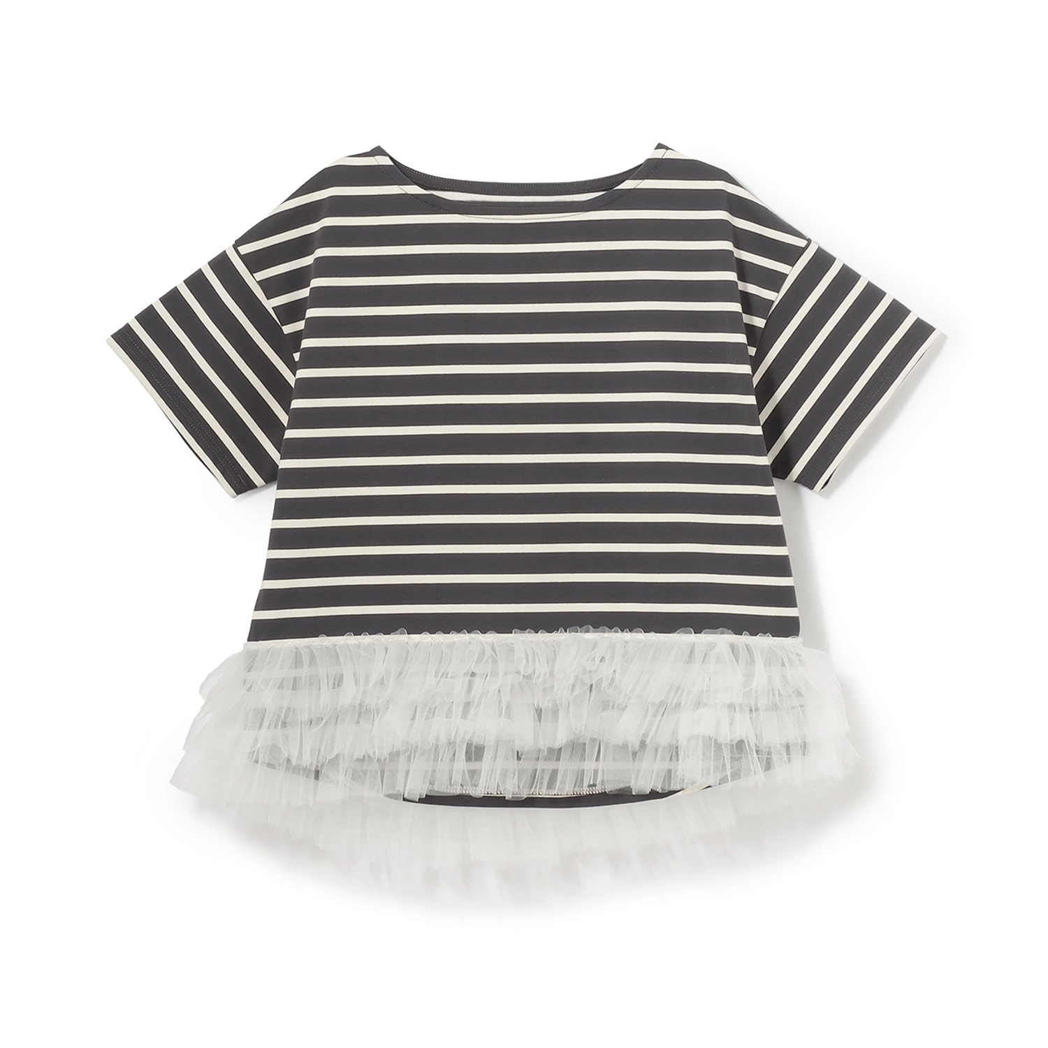 ボーダーペプラム半袖Tシャツ