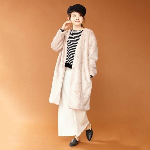 Narumiya Online ナルミヤ オンラインの公式通販サイト Lien ノーカラーフェイクファーコート F アイボリー 大人