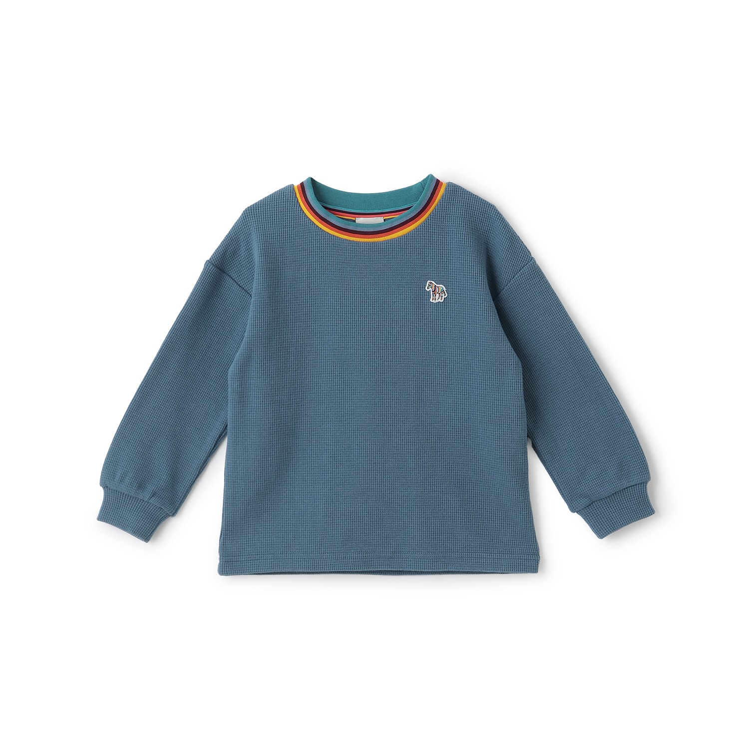 ラインリブワッフルルーズ長袖Tシャツ