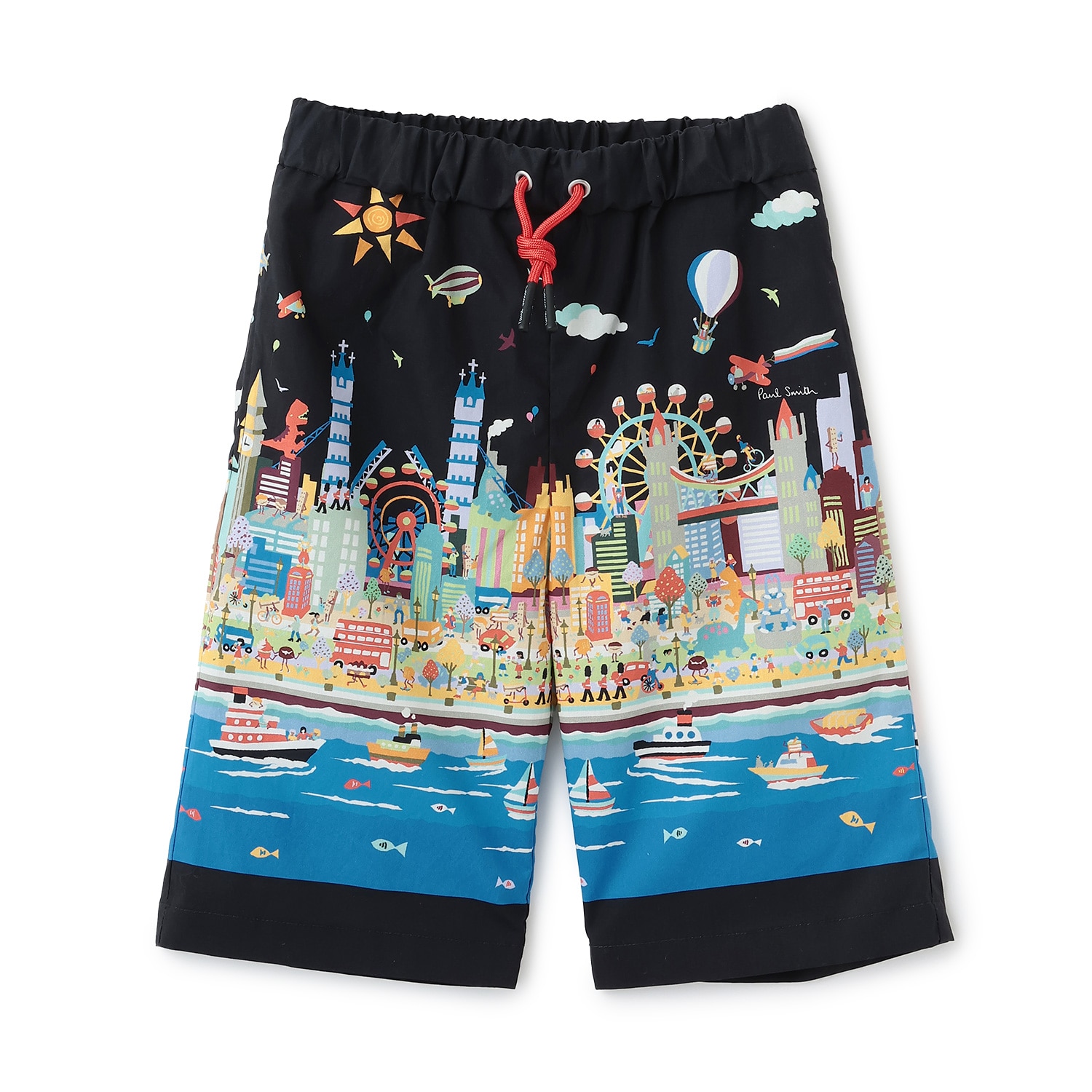 海柄・街柄パネルプリント6分丈パンツ