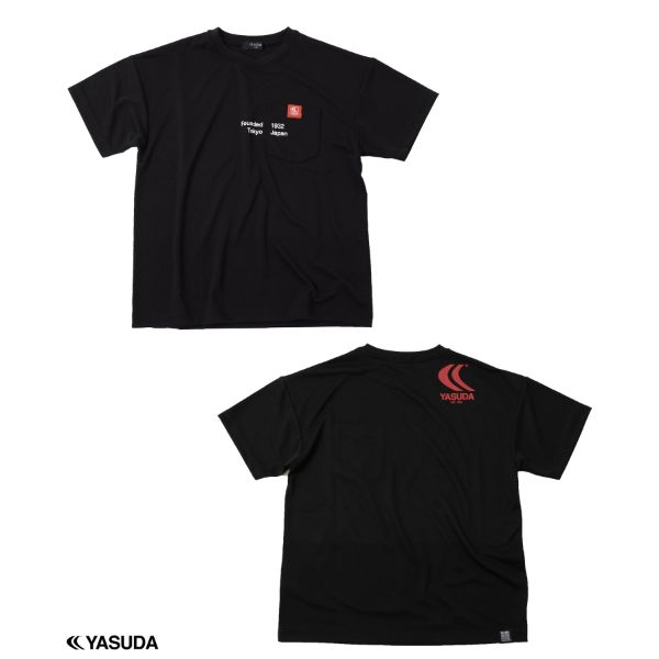 バックメッシュ・【YASUDA】ドロップショルダーポケット半袖Tシャツ