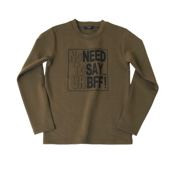 ポンチ・エンボスロゴプリント長袖Tシャツ