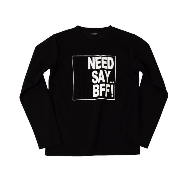 ポンチ・エンボスロゴプリント長袖Tシャツ