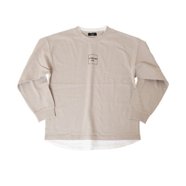 OE天竺・抗菌防臭加工ドロップショルダーフェイクレイヤード長袖Tシャツ