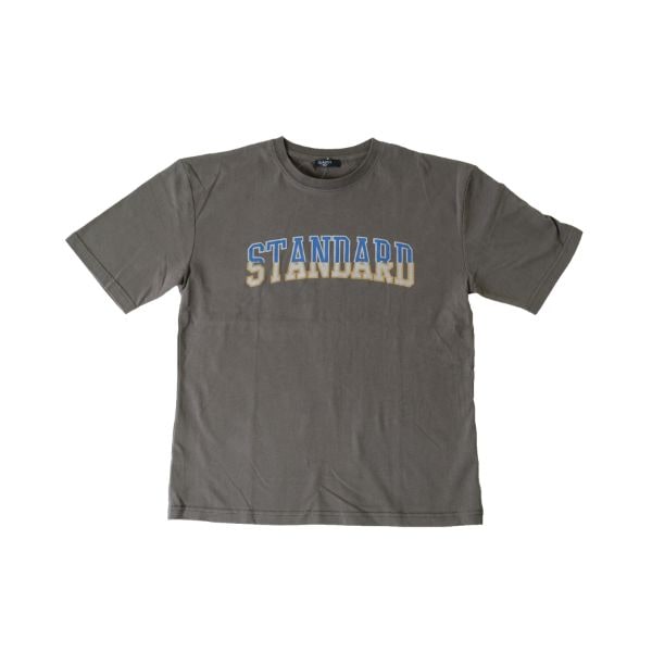 スエード天竺・ドロップショルダーロゴプリント5分袖Tシャツ