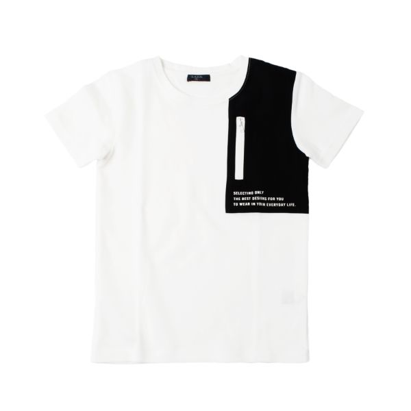 ダブルフェイス・ファスナーポケットデザイン半袖Tシャツ