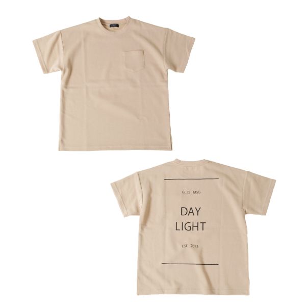 ダブルフェイス・ドロップショルダーバックロゴプリント半袖Tシャツ