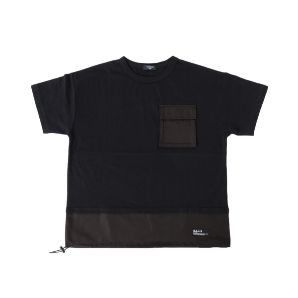 天竺・接触冷感ドロップショルダー異素材切替半袖Tシャツ