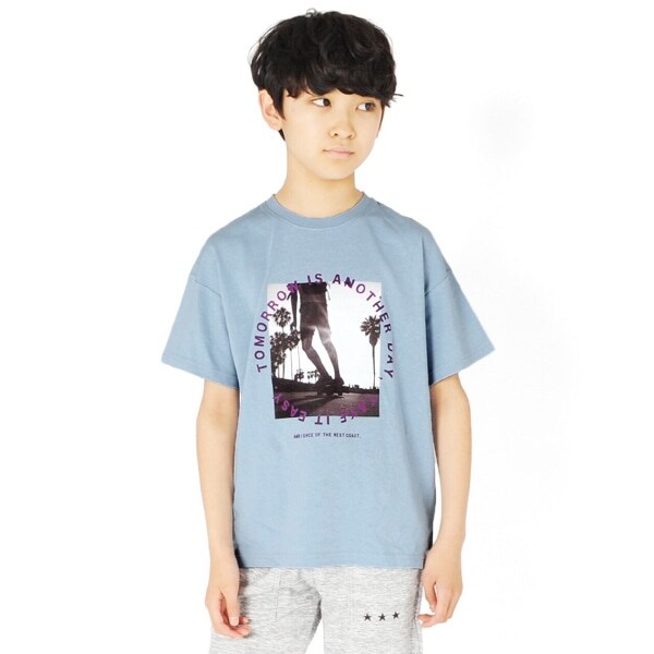 天竺・接触冷感ドロップショルダーサークルフォトロゴプリント半袖Tシャツ