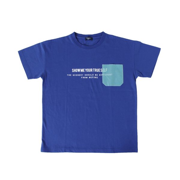 天竺・接触冷感ドロップショルダー異素材ポケット半袖Tシャツ
