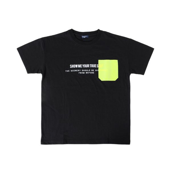 天竺・接触冷感ドロップショルダー異素材ポケット半袖Tシャツ