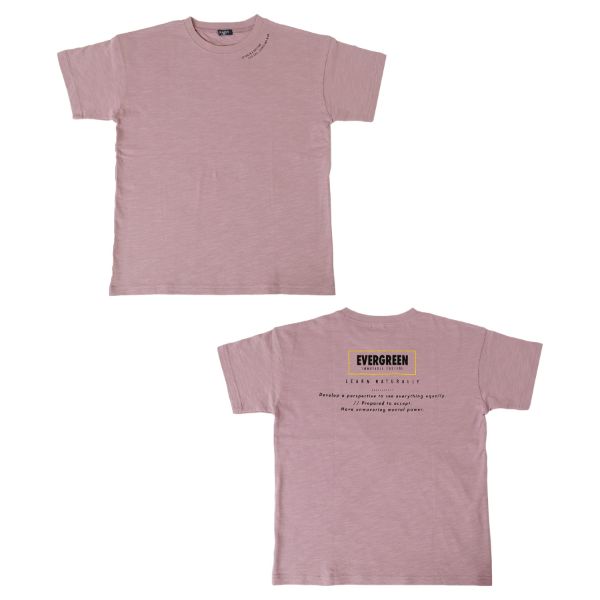 スラブ天竺・ドロップショルダーランダムバックプリント半袖Tシャツ