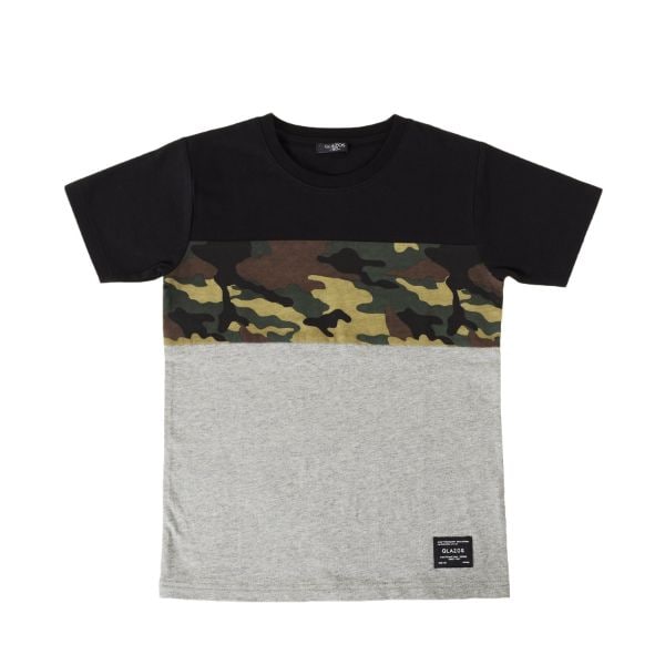 天竺・接触冷感切替柄デザイン半袖Tシャツ