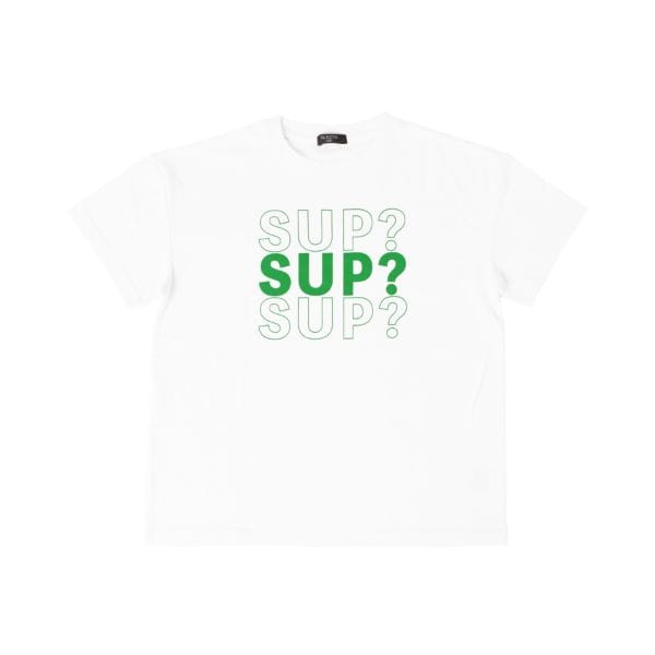 天竺・ドロップショルダー３段ロゴ半袖Tシャツ