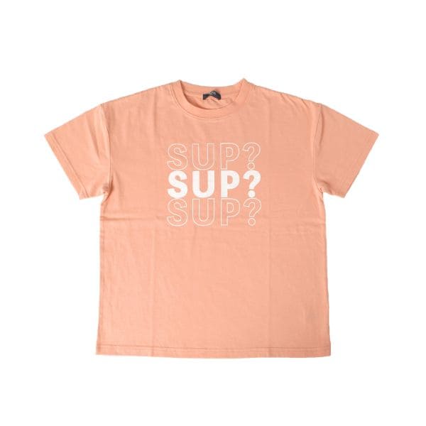 天竺・ドロップショルダー３段ロゴ半袖Tシャツ