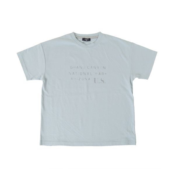ＯＥ天竺・接触冷感ドロップショルダーステンシルプリント半袖Tシャツ