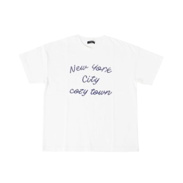 天竺・接触冷感ドロップショルダーチェーン風発泡プリント半袖Tシャツ