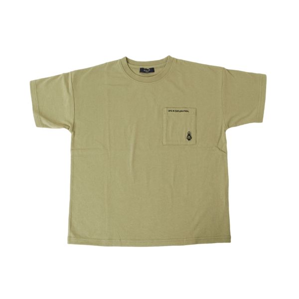 OE天竺・接触冷感ドロップショルダーアソート刺繍ポケット半袖Tシャツ