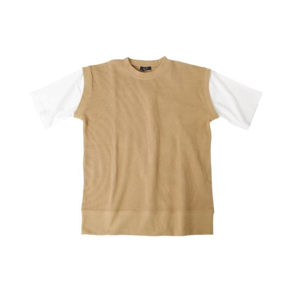 ワッフル・フェイクレイヤード５分袖Tシャツ