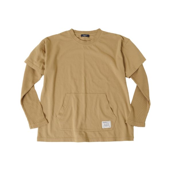 天竺・ピグメントフェイクレイヤード 長袖Tシャツ