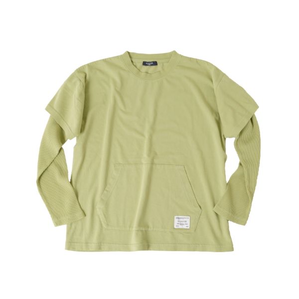 天竺・ピグメントフェイクレイヤード 長袖Tシャツ