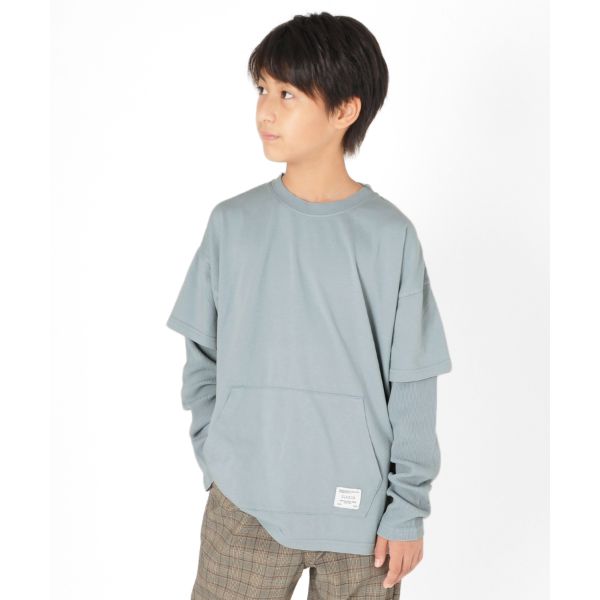 天竺・ピグメントフェイクレイヤード 長袖Tシャツ