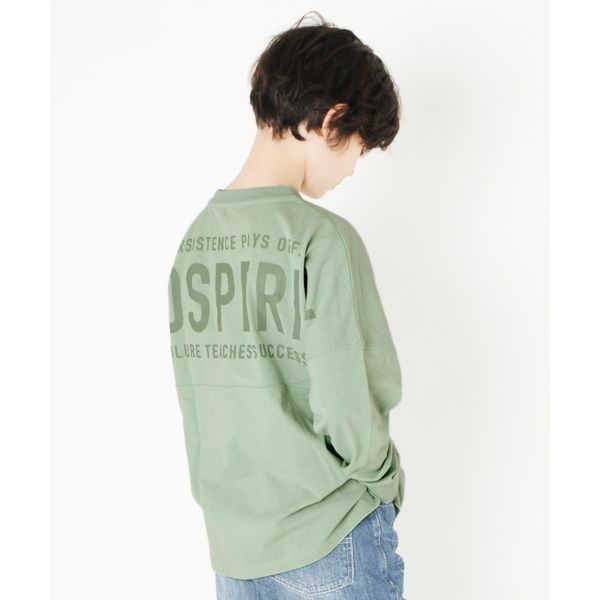 天竺・ドルマンスリーブバックプリントBIGロゴ長袖Tシャツ