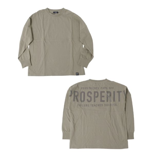 天竺・ドルマンスリーブバックプリントBIGロゴ長袖Tシャツ