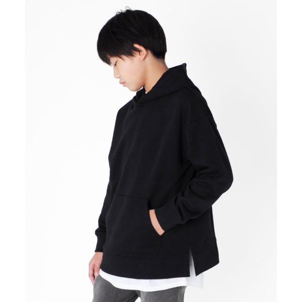 セットアイテム・裏毛ドロップショルダーフードトレーナー＋ドロップショルダー長袖Tシャツセット