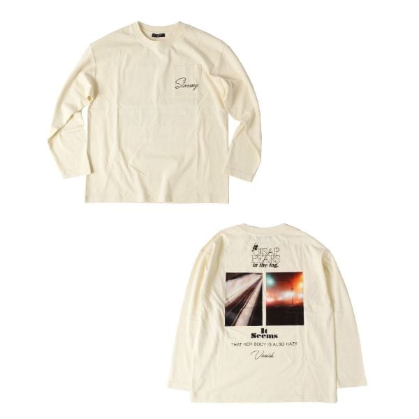 天竺・ドロップショルダーバックフォト長袖Ｔシャツ