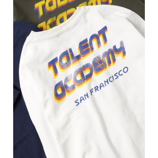 天竺・USAコットン ドロップショルダーヴィンテージロゴバックプリント長袖Tシャツ